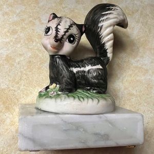 Adorable Little Skunk on Italian Fine Marble Base